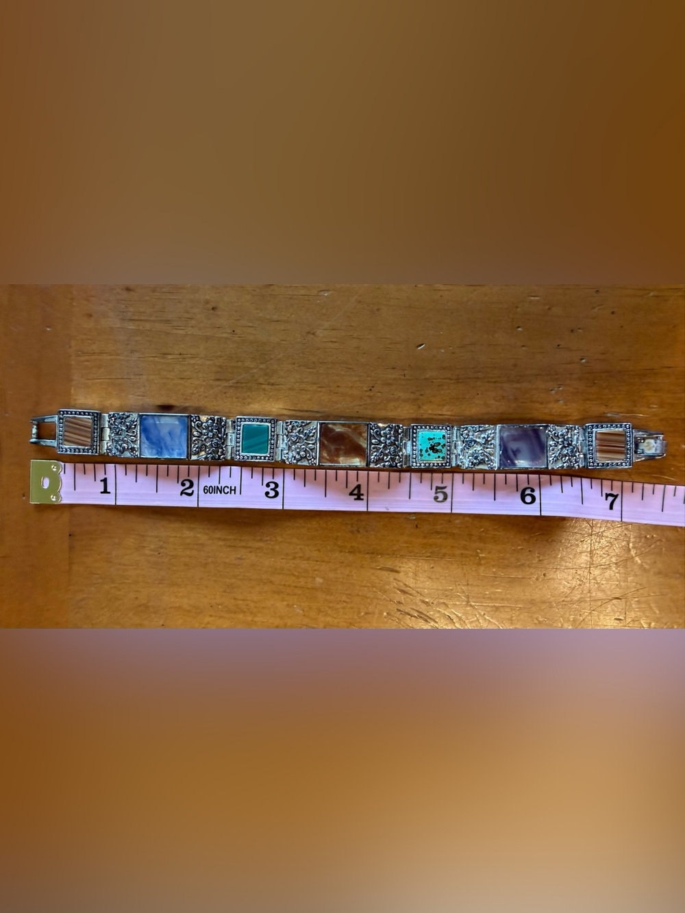 Monet Multicolor Stone Panel Silver-Tone Bracelet - Picture 4 of 4